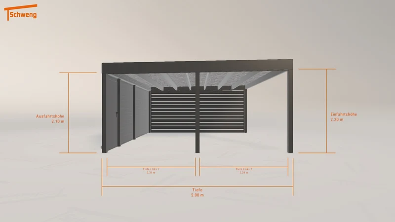 #DE Schweng Flachdachcarport C600+ (ID 3384rw)