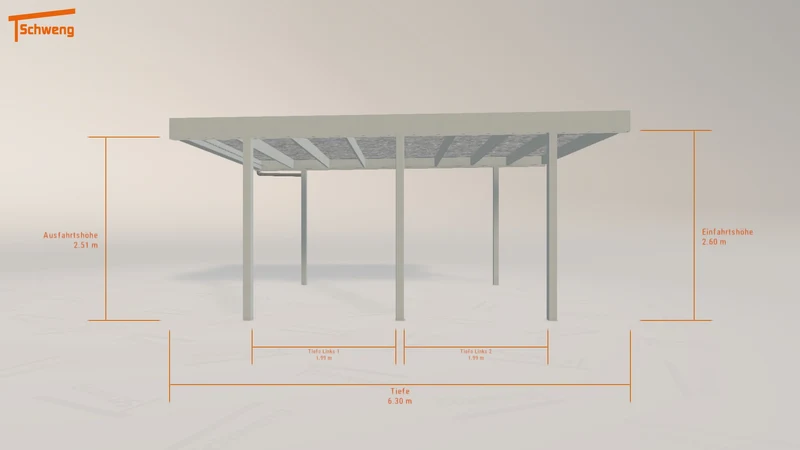 #DE Schweng Flachdachcarport C600 (ID 77gr5z)