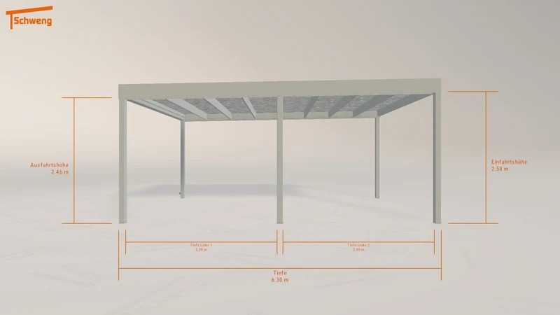 #DE Schweng Flachdachcarport C600 (ID n53x93)