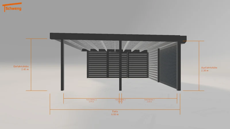 #DE Schweng Flachdachcarport C600+ (ID k23d5p)