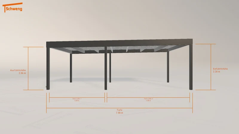 #DE Schweng Flachdachcarport C600 (ID qd3938)