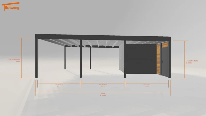 #DE Schweng Flachdachcarport C600 (ID 77g79j)