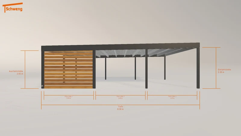 #DE Schweng Flachdachcarport C600 (ID jj3qz9)