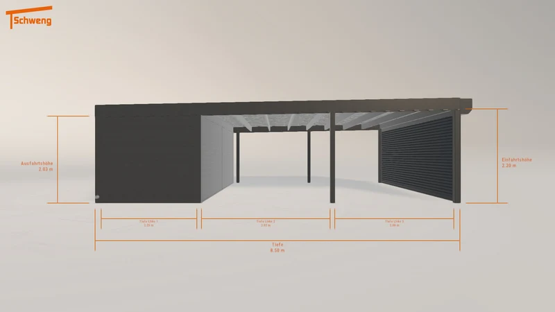 #DE Schweng Flachdachcarport C600 (ID 42g452)