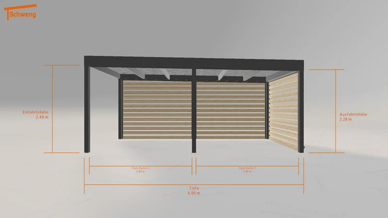 #DE Schweng Flachdachcarport C600 (ID 33g34z)