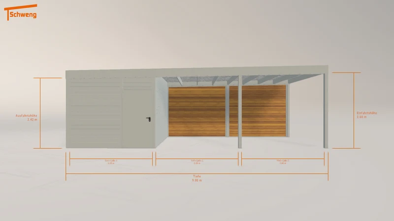 #DE Schweng Flachdachcarport C600+ (ID 77g44z)
