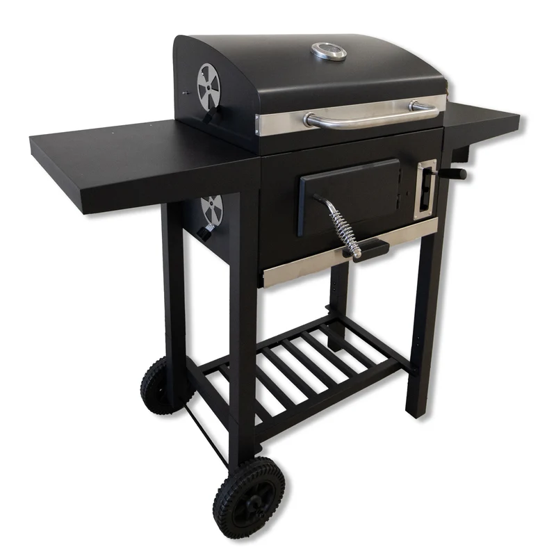 Trolley Holzkohlegrill mit Doppel-Seitenablagen, Grill