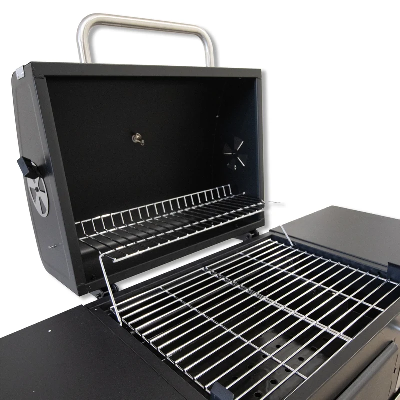 Trolley Holzkohlegrill mit Doppel-Seitenablagen, Grill