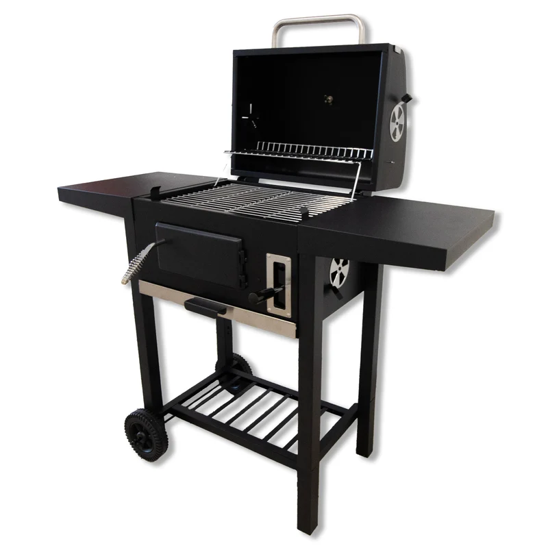 Trolley Holzkohlegrill mit Doppel-Seitenablagen, Grill