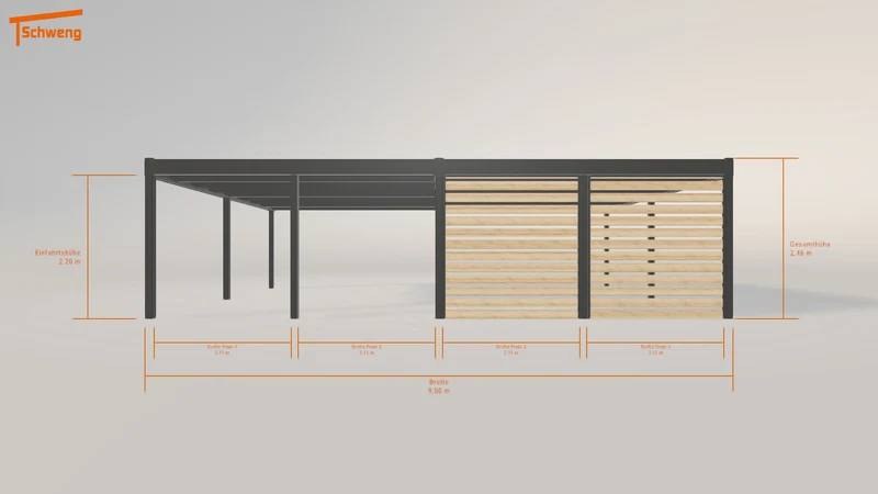 #DE Schweng Flachdachcarport C600+ (ID v4p777)