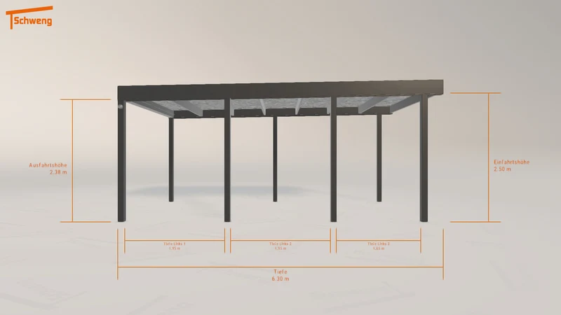 #DE Schweng Flachdachcarport C600 (ID x7x25w)