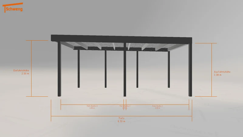 #DE Schweng Flachdachcarport C600 (ID x7x25w)