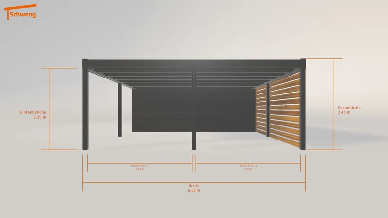 #DE Schweng Flachdachcarport C600 (ID x7x5r4)