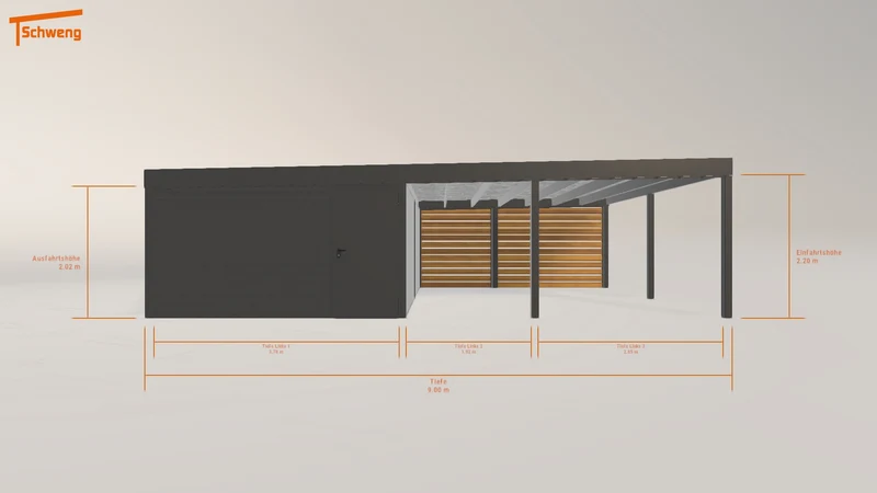 #DE Schweng Flachdachcarport C600 (ID x7x5r4)
