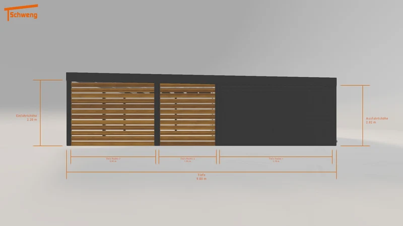 #DE Schweng Flachdachcarport C600 (ID x7x5r4)