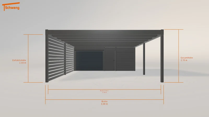 #DE Schweng Flachdachcarport C600 (ID rjwp59)