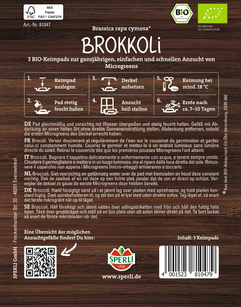 SPERLI Samen-Set "Bio-Sprossenvielfalt als Pads"