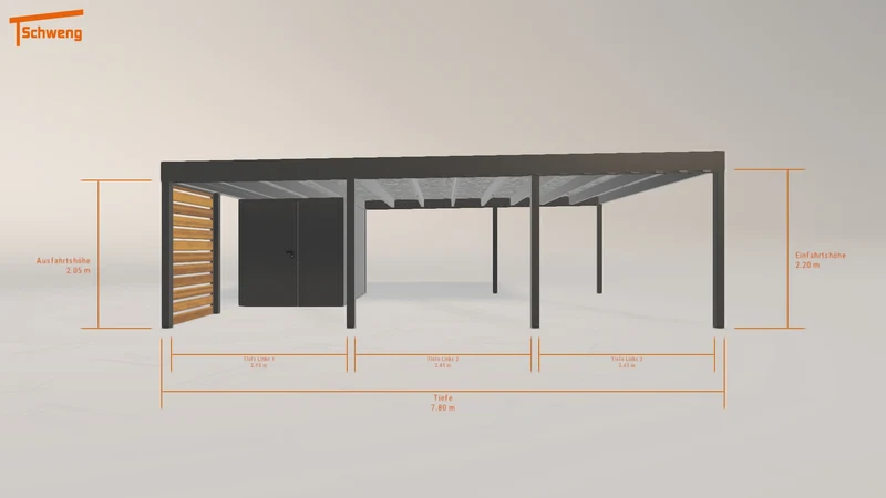 #DE Schweng Flachdachcarport C600+ (ID 337vmn)
