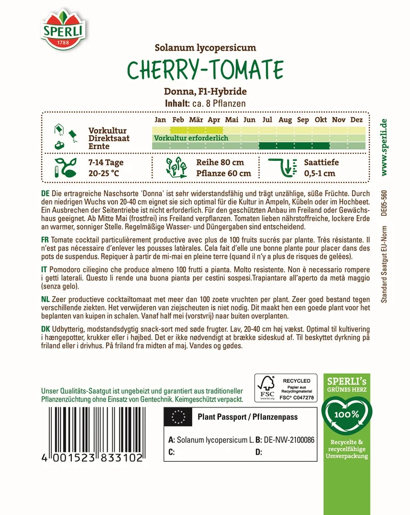 SPERLI Samen-Set "Bunter Cherrytomaten-Mix"