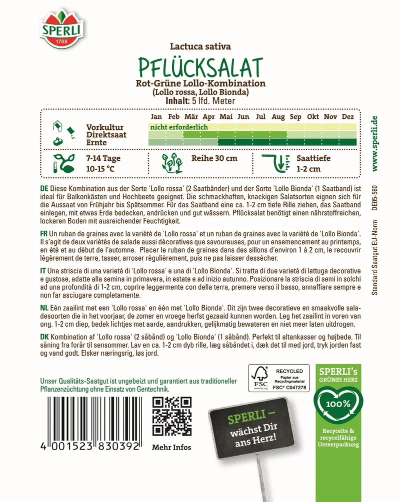 SPERLI Samen-Set "Frische Salatvielfalt - Easy Gardening"
