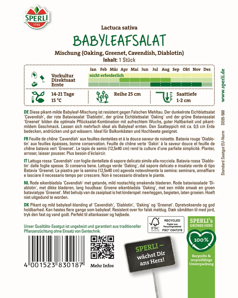 SPERLI Samen-Set "Frische Salatvielfalt - Easy Gardening"