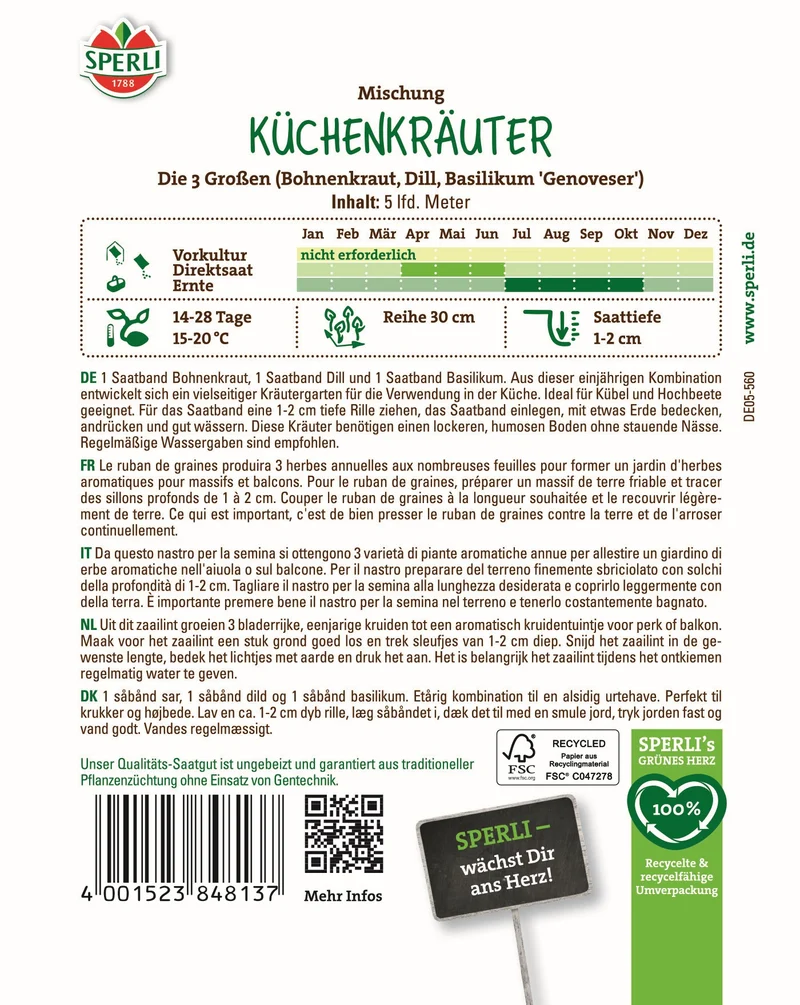 SPERLI Samen-Set "Der einfache Kräutergarten"