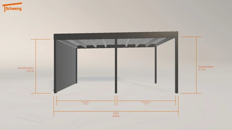 #AT Schweng Flachdachcarport C600+ (ID 8594pw)