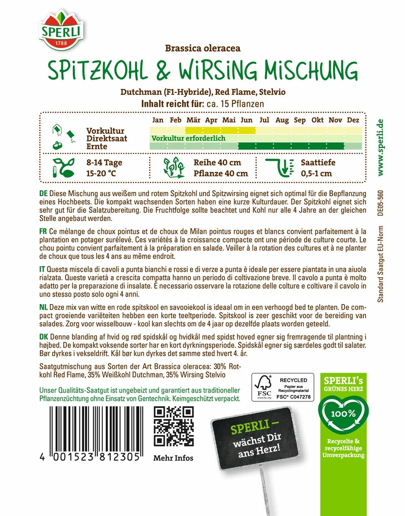 SPERLI Spitzkohl & Wirsing-Samen
