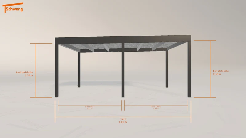 #DE Schweng Flachdachcarport C600 (ID 42xb3d)