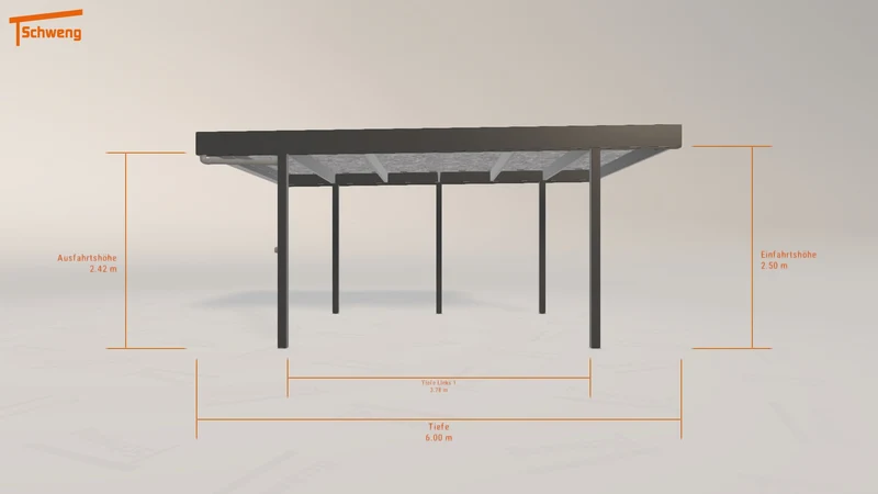 #DE Schweng Flachdachcarport C600 (ID n5dr23)