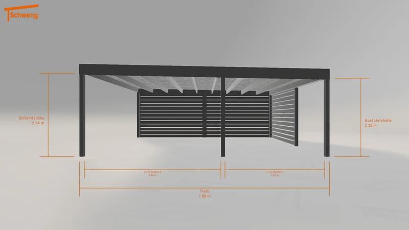#DE Schweng Flachdachcarport C600 (ID n5dm43)