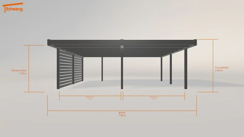 #DE Schweng Flachdachcarport C600 (ID 3375v3)