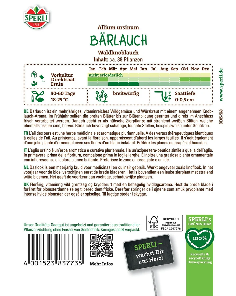 SPERLI Bärlauch-Samen 'Waldknoblauch'