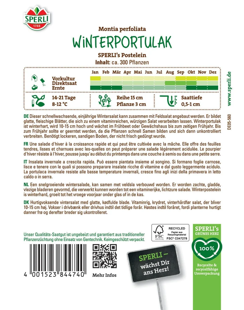 SPERLI Winterportulak-Samen 'Postelein'