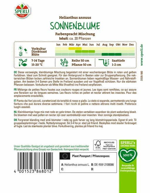 SPERLI Sonnenblumen-Samen "Farbenpracht Mischung"