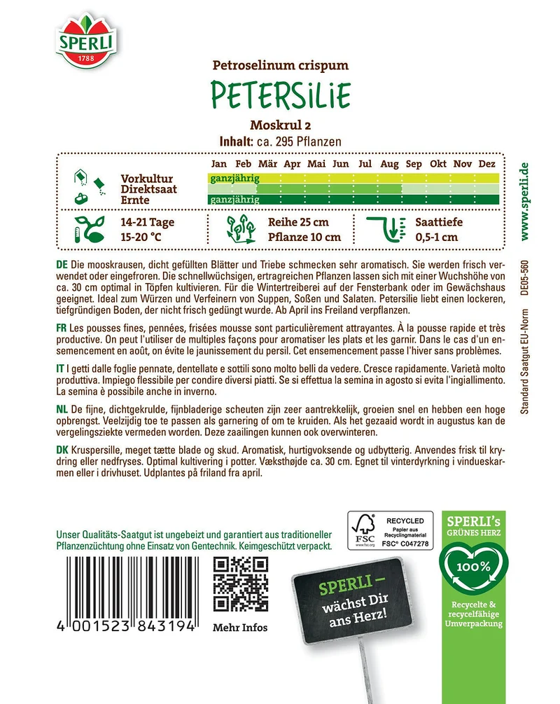SPERLI Petersilien-Samen 'Moskrul 2'