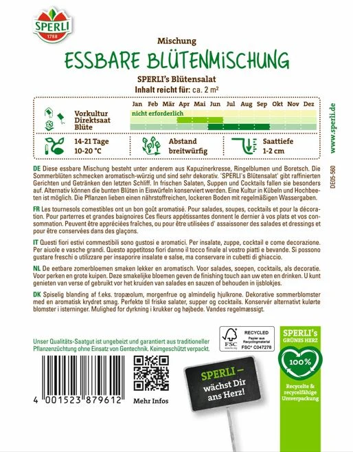 SPERLI Essbare Blütensamen-Mischung 'Blütensalat'