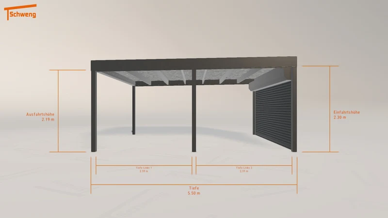 #DE Schweng Flachdachcarport C600 (ID 425dnd)