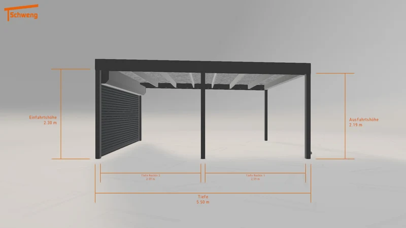 #DE Schweng Flachdachcarport C600 (ID 425dnd)