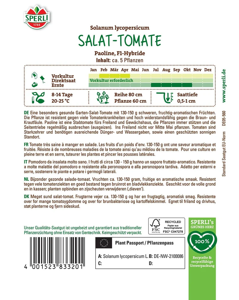 SPERLI Salat-Tomaten-Samen 'Paoline', F1