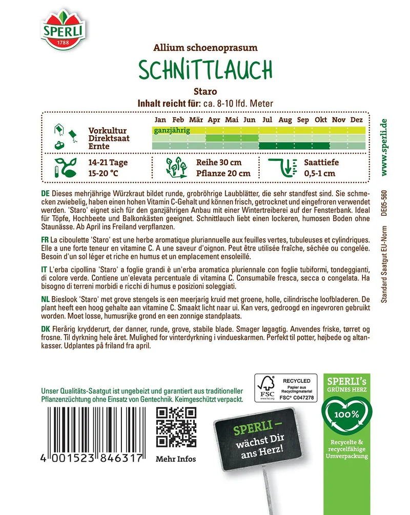 SPERLI Schnittlauch-Samen 'Staro'