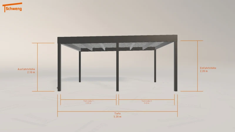 #DE Schweng Flachdachcarport C600 (ID w3242b)