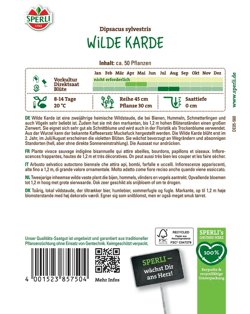 SPERLI Wilde Karde-Samen