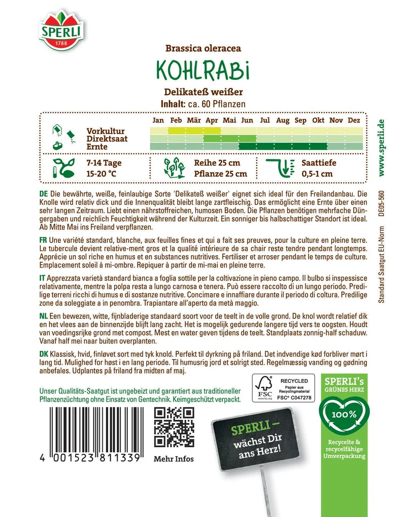 SPERLI Kohlrabi-Samen 'Delikateß'