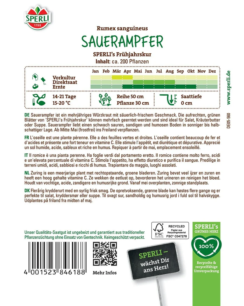 SPERLI Sauerampfer-Samen 'Frühjahrskur'