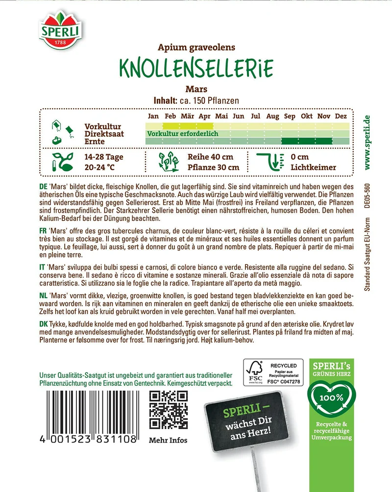 SPERLI Knollensellerie-Samen 'Mars'