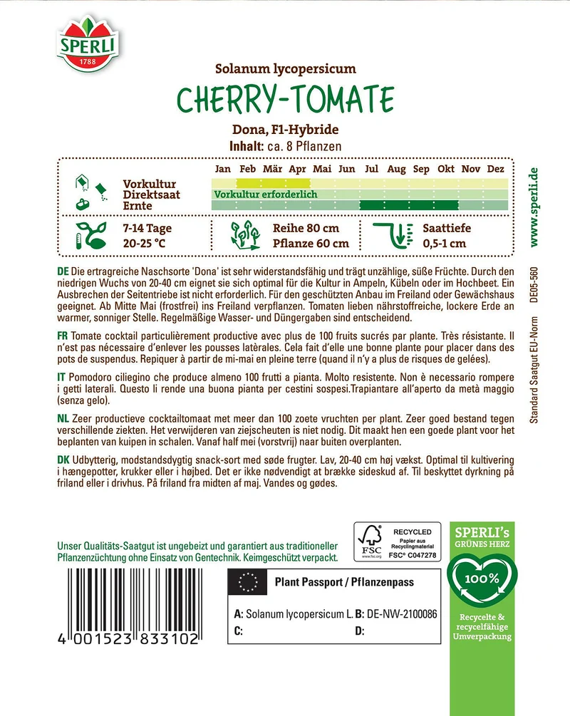 SPERLI Cherrytomaten-Samen 'Dona', F1