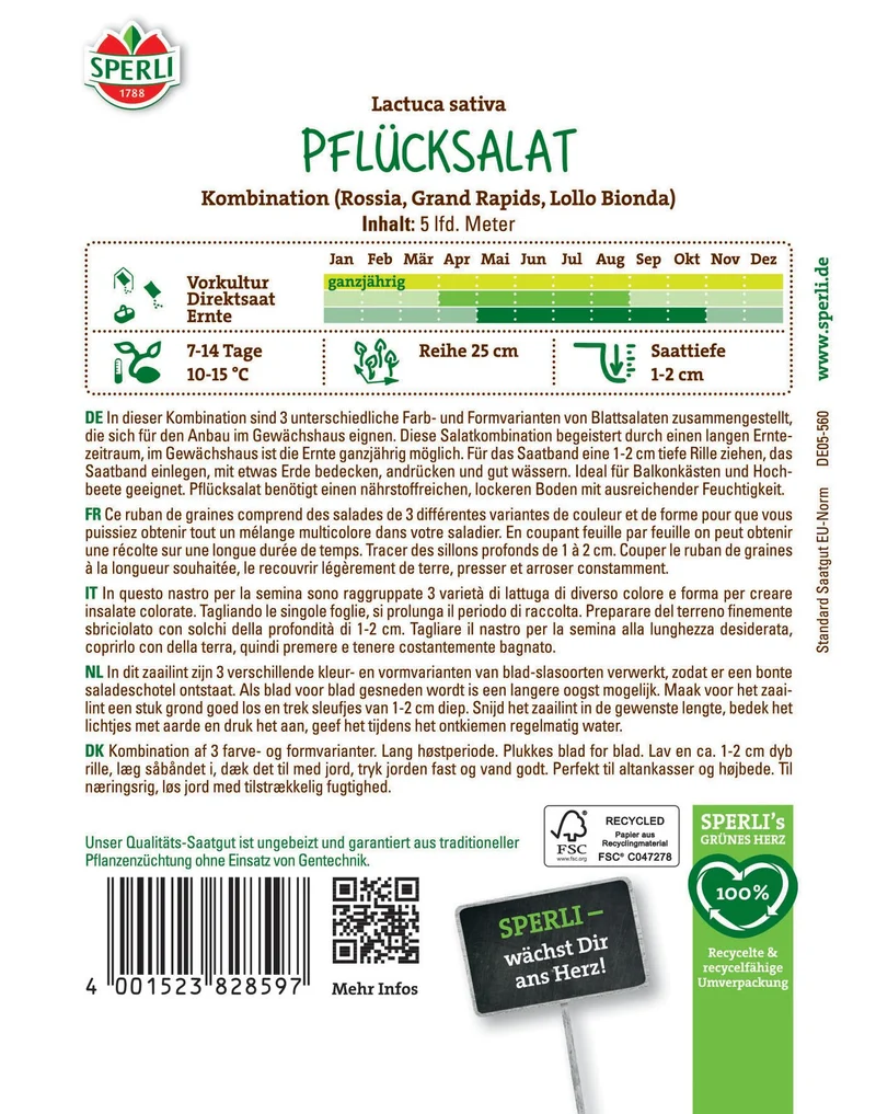 SPERLI Pflücksalat-Samen Kombination, Saatband