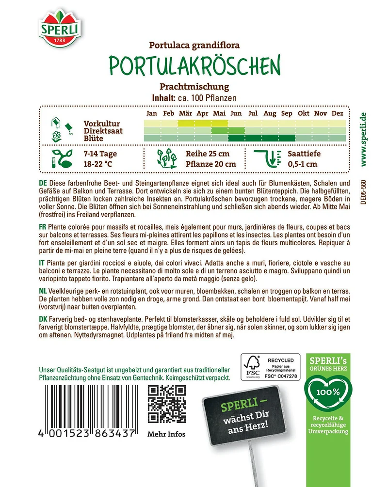 SPERLI Portulakröschen-Samen Prachtmischung