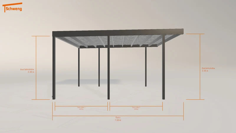 #DE Schweng Flachdachcarport C600 (ID 42x35z)